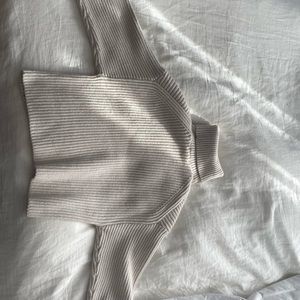 HM Cropped Ribbed Turtleneck - Cream